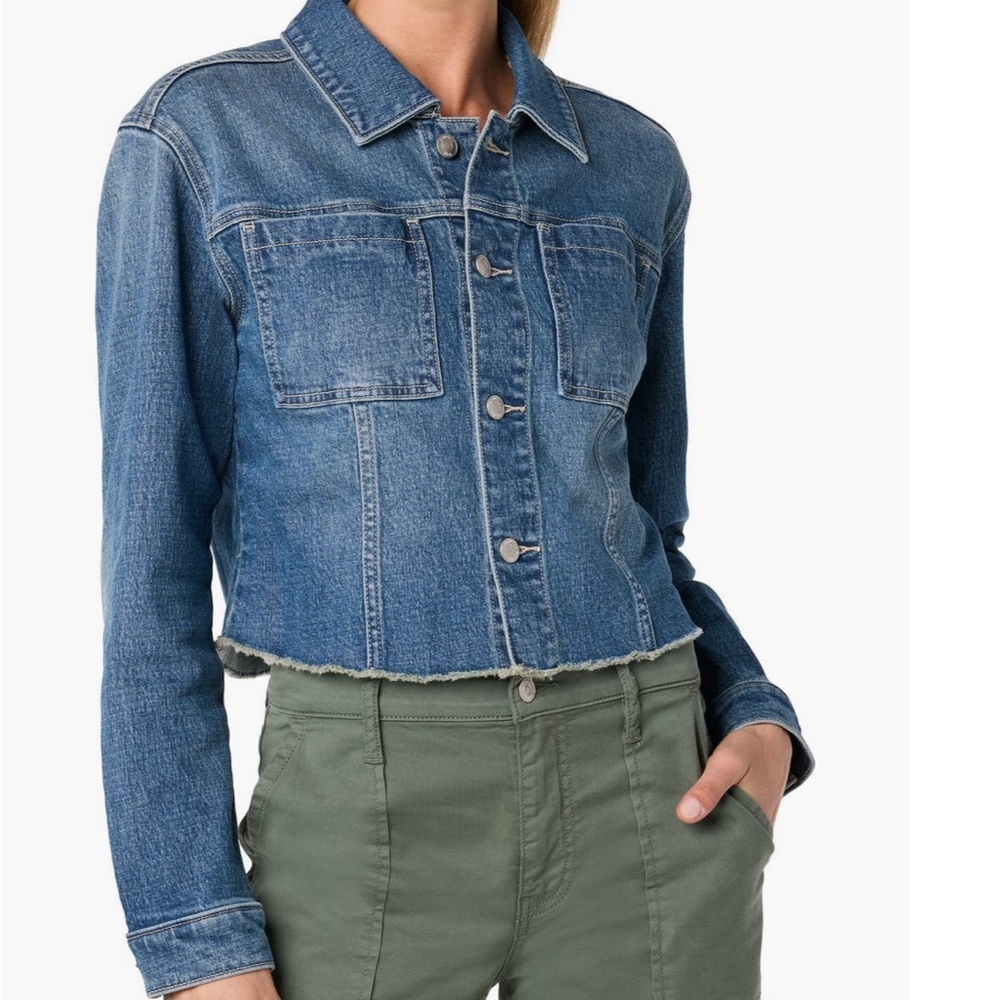 Hudson Jeans Micro Crop Arianna Blue Denim Shirt Jacket - Sz Large, NWT